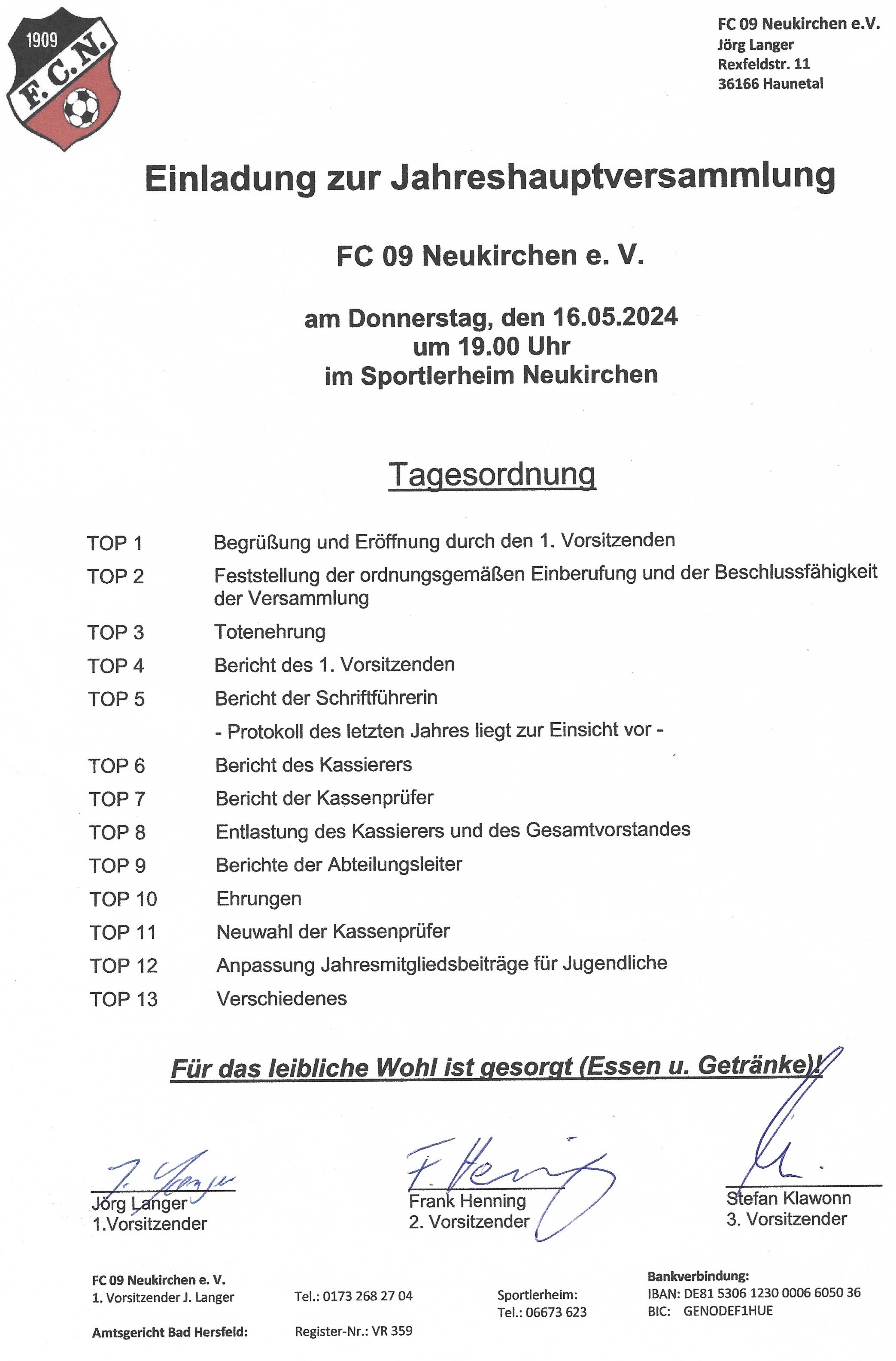 Jahreshauptversammlung 2024