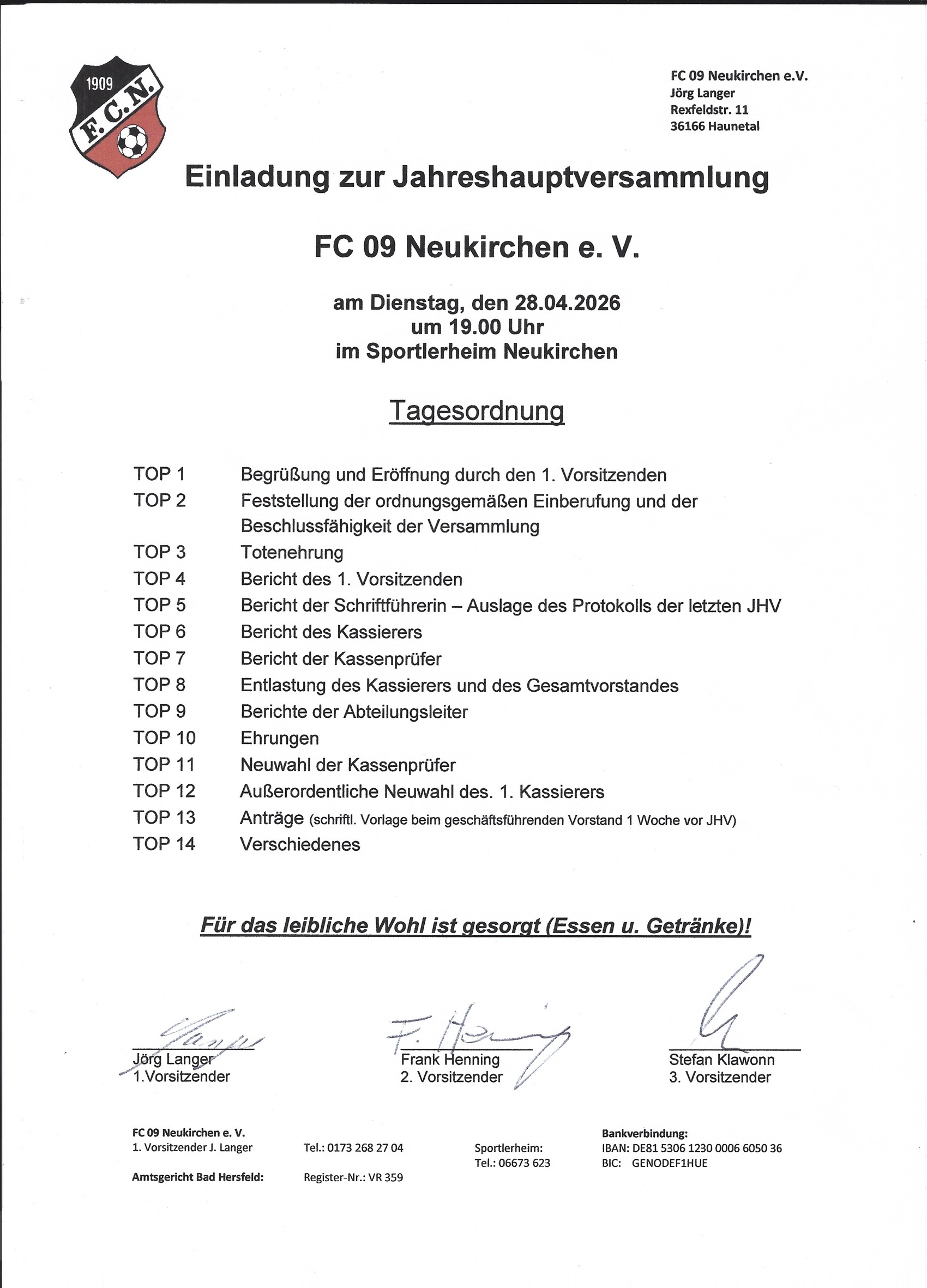 Jahreshaupversammlung 2026